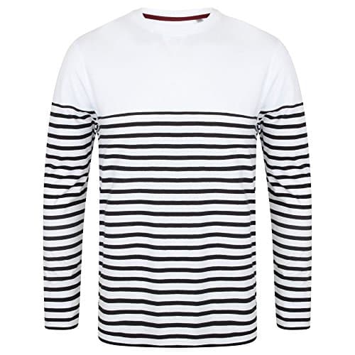 Image of Front Row Mens Long Sleeve Breton Stripe T-Shirt (XS) (White/Navy)