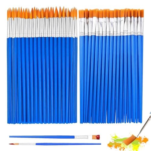 Image of Small Paint Brushes, 100 PCS Paint Brushes Art Paintbrushes with Flat and Round Pointed Small Brush Bulk for Detail Painting