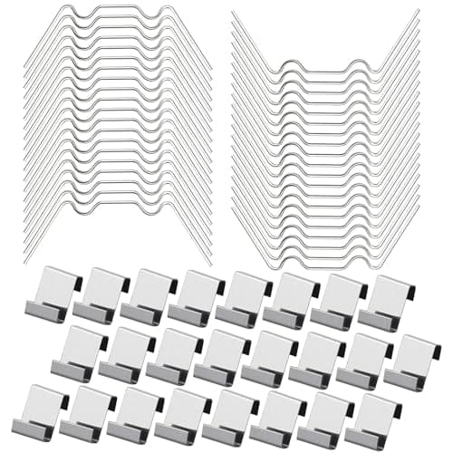 Image of cosoro 50pcs Greenhouse Glass Clips,Polycarbonate Clips for Fitting Glass,Greenhouse Accessories Retaining Spring Window Clip Pane Fixings Clips(25 W Glazing & 25 Z Clips)