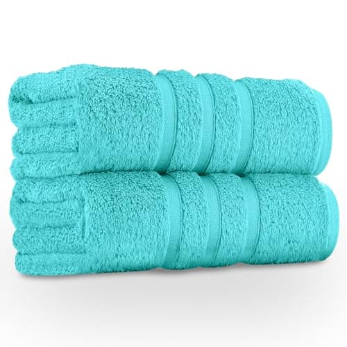 Image of GC GAVENO CAVAILIA Zero Twist Bath Towel Set of 2, 550 GSM Bath Towels, Egyptian Cotton Towel Bale, Quick Dry Hotel Quality 2Pk Bath Towels Large For Bathroom, Spa & Guest Gym Towels Set, Aqua