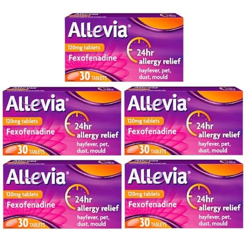 Image of Allevia 120mg Allergy Relief Tablets | 150 cts (5 packs of 30 cts) | 120mg Fexofenadine | 24hr Relief Acts within 1 Hour | Non-drowsy in Most People | Relieves Hayfever, Pet, Dust and Mould Allergies