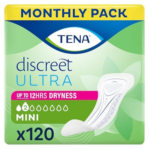 Image of Tena Discreet Ultra Pad Mini Incontinence Pads for Women with Light Bladder Leaks, Thinnest Design Ever, Specifically Designed for Discreet Protection 6x20p