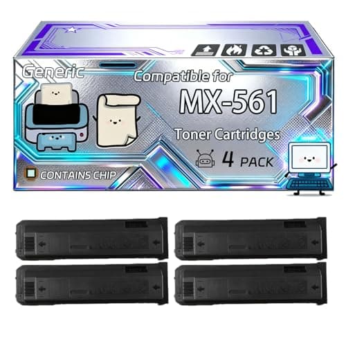Image of MX-561 Toner Cartridges Compatible for Sharp MX-M3071 MX-M4071 MX-M6051 MX-M6071 MX-M3551 MX-M5051 Printers, With Chip, 40000 Pages, Vibrant Colours (4 Pack Black)