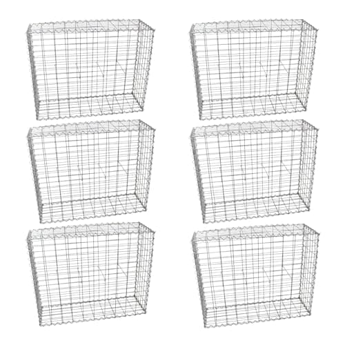 Image of Monster Shop Gabion Baskets Mesh Wire Galvanised Steel Cages Stone Outdoor Basket Spiral Retaining Wall Planter Garden / 100 x 95 x 30cm / 6 Pack…
