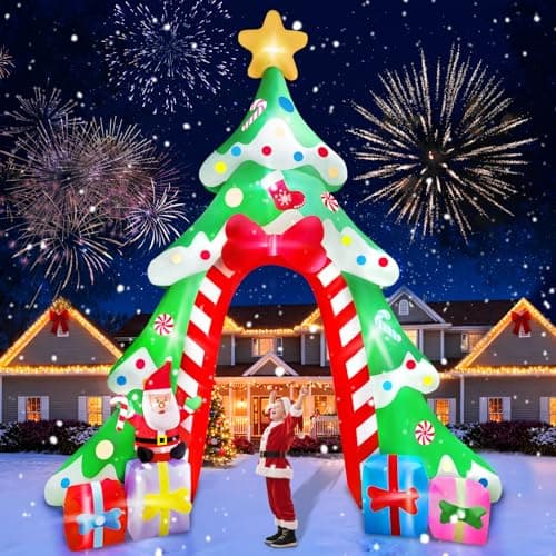 Image of Kalolary 12FT Christmas Inflatables Outdoor Decorations, Blow Up Yard with Built-in Rotating LEDs for Indoor Large Outdoor Decor Yard Holiday Party Garden (Xms Tree Arch)