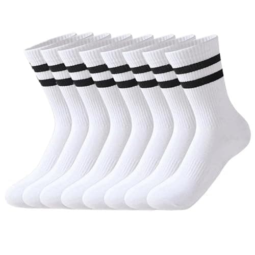 Image of HAGOT 4 Pairs Unisex Cotton Sports Socks - Breathable Crew Socks for Tennis, Training, Work & More