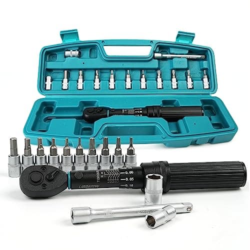 Image of LIBRATON Torque Wrench 1/4", Bike Torque Wrench 1-6Nm, Drive Click Torque Wrench Set, Hex & Torx Bit Sockets, Extension Bar, Bicycle Maintenance Kit, Professional Bicycle Tool