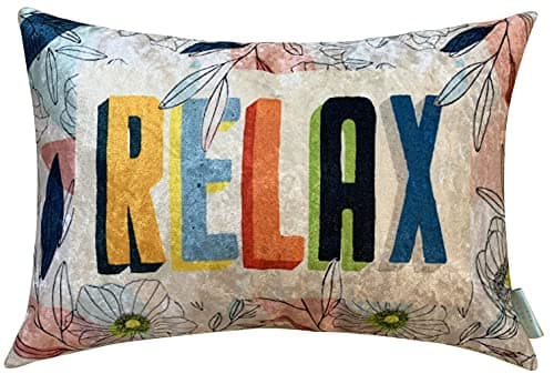 Image of TH TASSELED HOME Crushed Velvet Relax Designer Printed Cushion Cover - 12 X 18 Inch or 30 cm x 45 cm, Multicolour (12 x 18 inches, Relax)