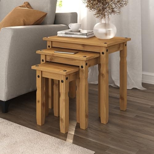 Image of Corona Nest of Tables Mexican Solid Waxed Pine