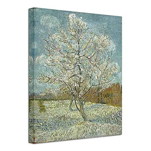 Image of Wieco Art - The Pink Peach Tree by Van Gogh Famous Oil Paintings Reproduction Modern Gallery Wrapped Landscapes Artwork Giclee Canvas Prints Classic Pictures on Canvas Wall Art for Home Decorations