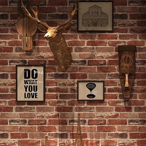 Image of Okydoky Peel and Stick Rustic Red Brick Wallpaper, Self-Adhesive Vinyl Waterproof Vintage Contact Paper for House Decoration, No.57104-6