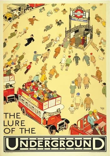 Image of Vintage London Underground LURE OF THE UNDERGROUND 1920's Wall Art Poster A4 and A3 size 250gsm Gloss Borderless print (A2)
