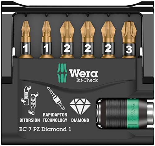 Image of Wera 05073534001Bit-Check 7 PZ Diamond 1 SB Carded Bit Set (7-Piece)