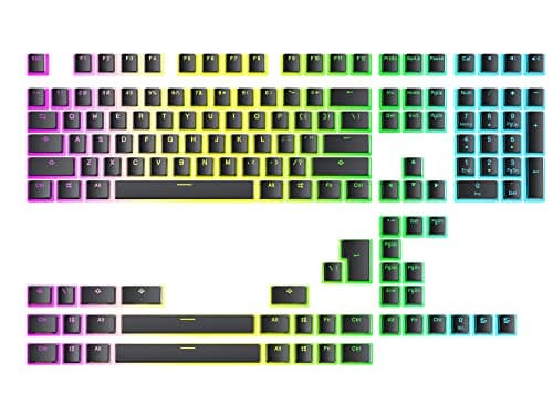 Image of Ranked Pudding v2 PBT Keycaps | 145 Double Shot Translucent ANSI US & ISO Layout | OEM Profile for Full Size, TKL, 75%, 65% and 60% RGB Mechanical Gaming Keyboard (Black)
