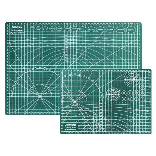 Image of ASelected 2Pcs Self-Healing Cutting Mats, A3 & A4 Sizes, Green, PVC Material, Double-Sided Grid, Protects Furniture, Ideal for Quilting, Sewing, Paper Craft