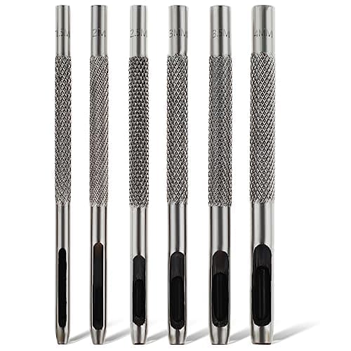 Image of Aster 6Pcs Leather Hole Punch Tools Belt Hole Puncher for Leather, Assorted 1.5-4MM Hollow Leather Punches Leathercraft Round Hole Punching Tools for Leather Watch Band, Leather Belt, Gasket Belt