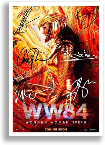 Image of Mounted Gifts Wonder Woman 1984 Movie Cast Signed A4 Poster Photo Print Framed Autograph Gift 2020 Film WW84 (A3 Poster Only)