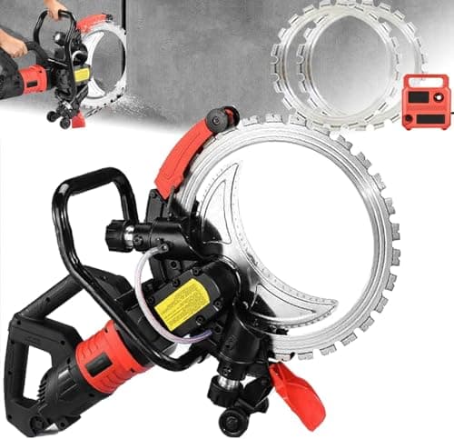 Image of 16 Inch Industrial Concrete Cutting Saw, 110V Toroidal Electric Saw with Water Fed System, 11.4" Deep Wall Chaser for Brick, Stone & Porcelain, Dust-Free Operation, 2 Blades Included