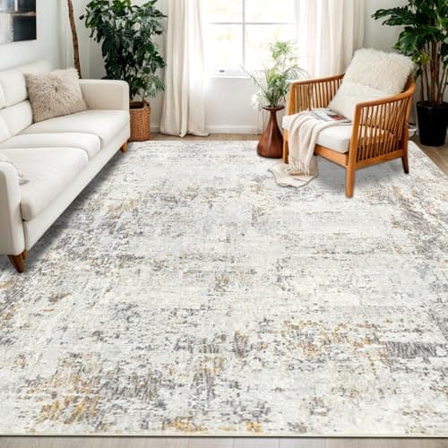 Image of Capslpad 240x340cm Large Modern Abstract Rugs Living Room Non-slip Area Rug Short Pile Faux Wool Bedroom Carpet Lightweight Washable Minimalist Floor Carpet for Living Room Bedroom Office Decor, Beige