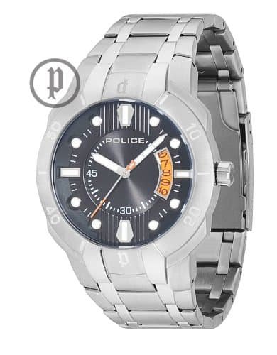 Image of Police Men's Quartz Watch with Black Dial Analogue Display and Silver Stainless Steel Bracelet 13615JS/02M