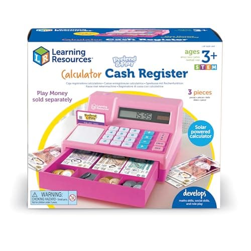 Image of Learning Resources Pretend & Play Pink Calculator Cash Register, Ages 3+, Kids Cash Register Toy, Develops Maths & Money Skills