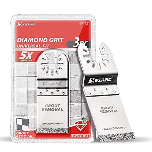 Image of EZARC Multi-Tool Grout Remover Blade, Diamond Oscillating Multitool Saw Blades for Grout Removal, Mortar and Soft Tile Cut DO34F, 3-Pack