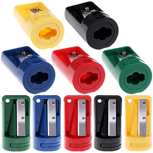Image of 10 Pack Carpenter Pencil Sharpener Colourful Manual Portable Woodwork Pencil Cutter for Woodworking Travel School Office Supplies Class Gifts for Students Classroom Rewards Goodie Bags Fillers