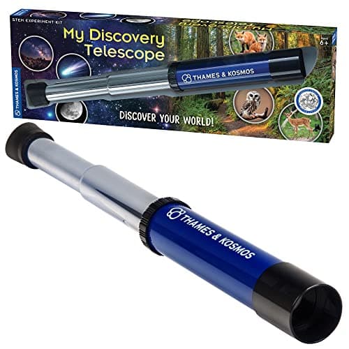 Image of Thames & Kosmos My Discovery Telescope | Refracting Telescope with 12x Magnification | Compact & Portable for Land & Night Sky Observations | See The Moon, Planets, Wild Animals in Your Backyard!