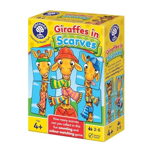 Image of Orchard Toys Giraffes in Scarves Game, Fun Counting and Colour Educational Toys and Games, Educational Games for Kids Age 4-7 years.