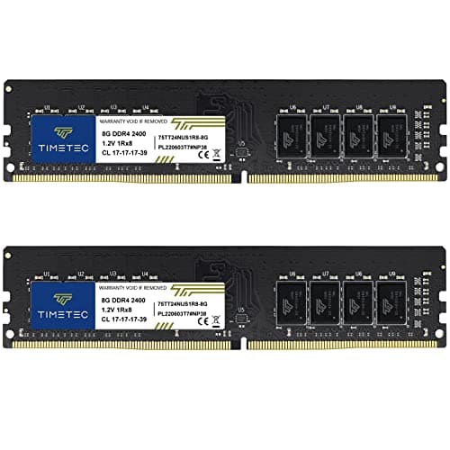 Image of Timetec 16GB KIT (2x8GB) DDR4 2400MHz (PC4-2400T) PC4-19200 UDIMM Desktop RAM – 288-Pin 1.2V CL17 Non-ECC Unbuffered DIMM Memory Module Update