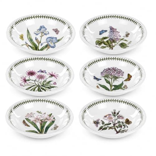 Image of Portmeirion x Botanic Garden Set of 6 Pasta Bowls - Durable Made in England Earthenware, Microwave and Dishwasher Safe, Suitable for Everyday Use, 20cm