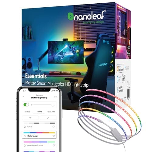 Image of Nanoleaf Matter Essentials 5M HD Led Strip Light, Addressable RGB IC Led Strip - Smart and Multicolour, Matter Over WiFi, Bluetooth, 16M+ Colours, Works with Alexa Google Assistant Apple Homekit