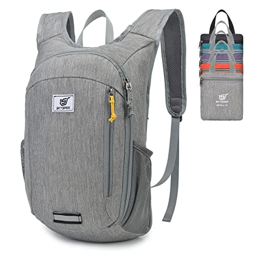 Image of SKYSPER Small Daypack 10L Hiking Backpack Packable Lightweight Travel Compact Foldable Rucksack for Women Men(Grey)