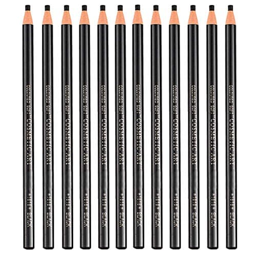 Image of 12 Pcs Waterproof Eyebrow Pencil Black Tattoo Eyebrow Color Pen Pencils Lasting Eyebrow Liner Eyeliner for Marking Filling And Outlining Tattoo Makeup (Black)
