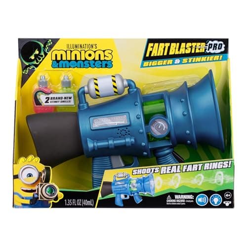 Image of MINIONS Illumination's Monsters Fart Blaster Pro with 8 Stink Settings, Shoots Stinky Fart Rings up to 6 ft (1.8 m) Away, Includes 2 Different Scented Fart Formulas