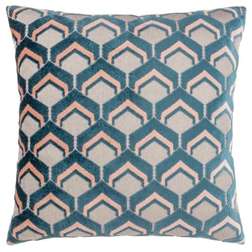 Image of Paoletti Ledbury Velvet Jacquard Cushion Cover, Smoke/Rose