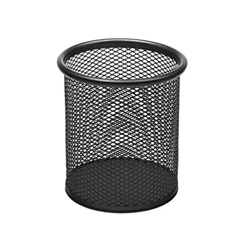 Image of Osco Black Wiremesh Pen Pot Pencil Holder Desk Organiser, Metal Mesh Pen Cup for Office Home School, Compact Desktop Storage for Pens Pencils Rulers Brushes
