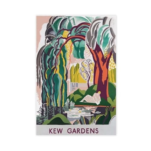 Image of QOTOPGPG Kew Gardens London Vintage Travel Canvas Poster Wall Art Decor Print Picture Paintings for Living Room Bedroom Decoration 12x18inch(30x45cm)