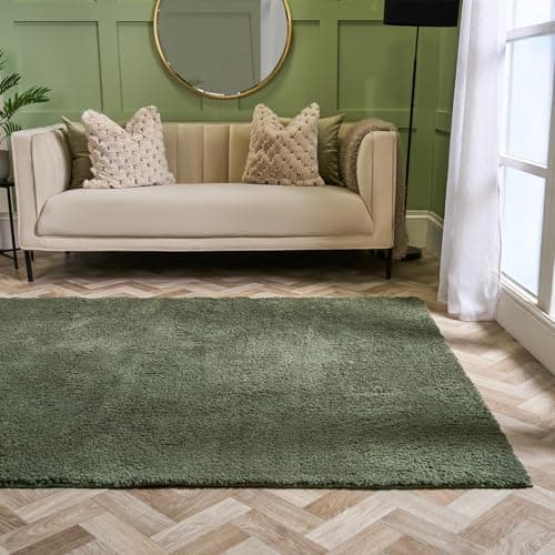 Image of OHS Rugs Living Room Large 160 x 230, Green Area Rugs for Bedroom Home Decorative Non Slip Modern Super Soft Cosy Teddy Thick Pile Floor Carpet Non Shedding Shaggy Rug