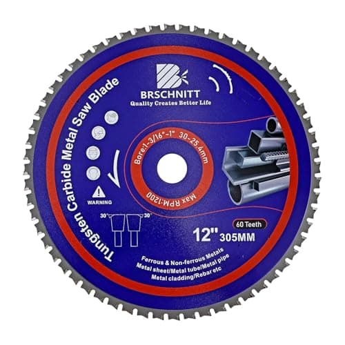 Image of 305MM Metal Cutting Circular Saw Blade - BRSCHNITT Tungsten Carbide Tipped TCT Saw Blades for Iron, Iron Pipe, Ferrous Metals 60T Arbor:30/25.4MM