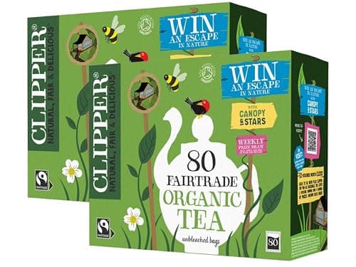 Image of Clipper Organic & Fairtrade Everyday -80 Tea Bags, Full-Bodied Black Tea, Plastic-Free Unbleached Biodegradable Plant-Based Tea Bags, Non-GM Organic Breakfast Tea (Pack of 2) from SuperfoodUK