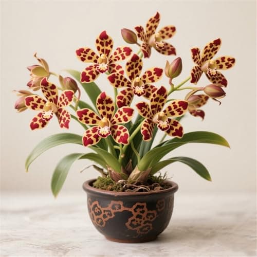 Image of Fragrant Cymbidium Orchid&Indoor and Outdoor Potted Plants - Easy to Bloom/That Grow Fast/Golden Jade Carving/Garden-3bulbs-D