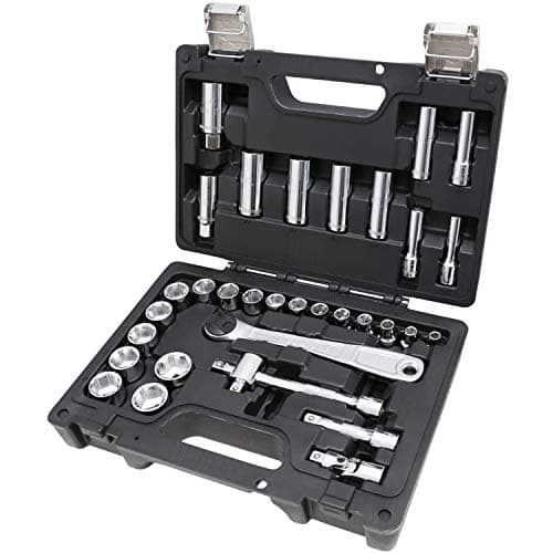 Image of Beta BE 913E/C33 Socket Wrench Cassette Workshop Accessories (33-Piece Socket Set in Robust Plastic Box, Practical Workshop Accessories), Silver/Black