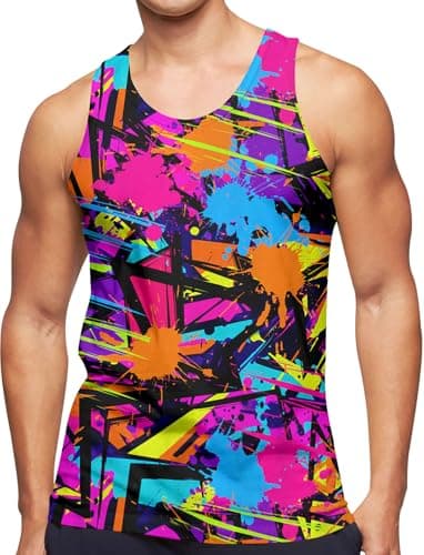 Image of RAISEVERN Men's Tank Tops Summer Sleeveless Tee Cool Workout T-Shirts Fitness Vest Athletic Undershirts, B Graffiti 01, S