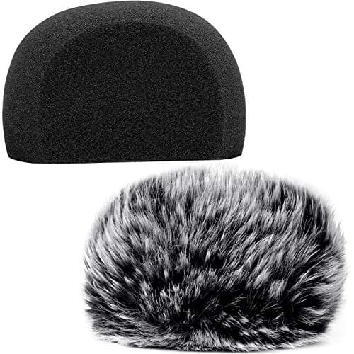 Image of ChromLives Windscreen Microphone Wind Muff, Foam Wind Screen Wind Cover Compatible with Zoom H5 H6 Portable Handy Recorder Furry & Foam 2Pack