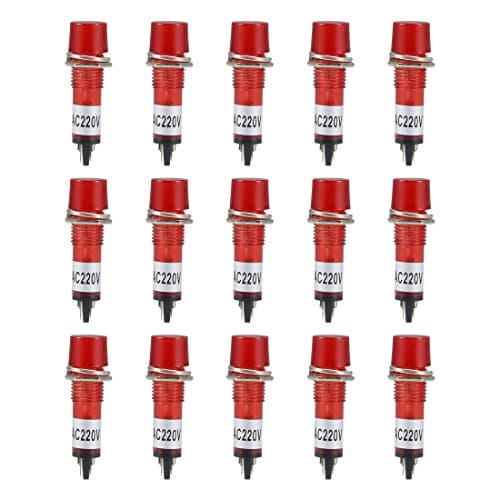 Image of sourcing map Signal Indicator Dash Light AC 220V, Neon Bulbs XD10-3 Red, 10mm 2/5" Panel Mount 15Pcs