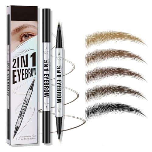 Image of 2-in-1 Eyebrow Pencil with 2 Micro-Fork Tip, Waterproof Eyebrow Pen and Smudgeproof Brow Pen,with Eyebrow brush,Last All Day, Shaping, Defined (Dark brown)