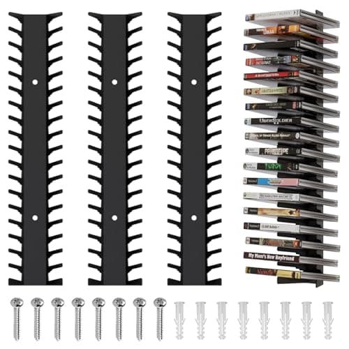 Image of Dwlhap 4 Packs Video Game Storage Wall Mount, Heavy Duty Metal Game Case Holder for PS5 PS4 Xbox Switch, Media Shelves Organizer Holds Up to 72 Discs