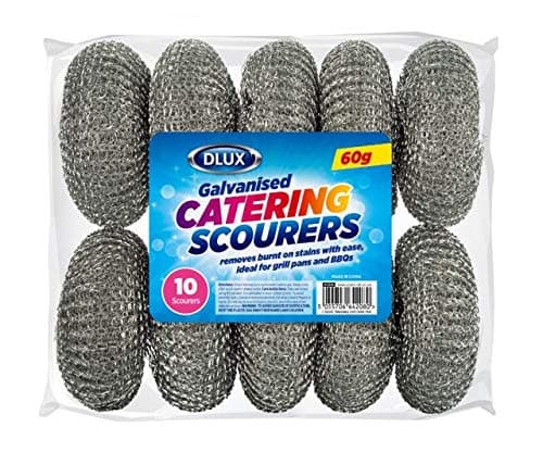 Image of 10 Heavy Duty Catering Galvanised Steel Scourers 60g Cleaning & Hygiene Washing
