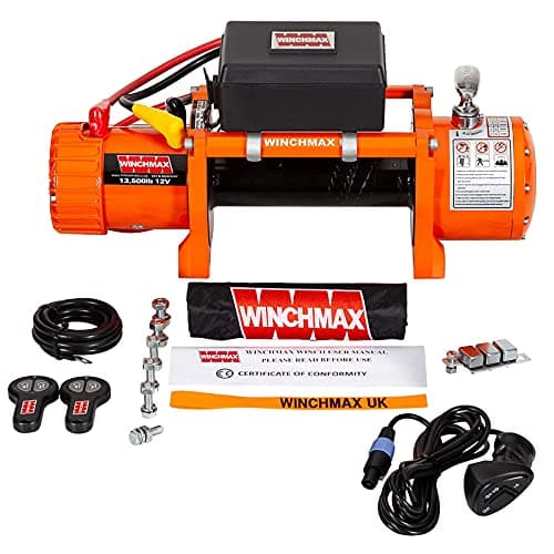 Image of WINCHMAX 13,500lb (6,123kg) Original Orange 12v Electric Winch. Remotes. 'Bare Winch' No Rope, No Fairlead
